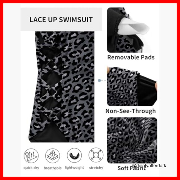 Slimming Crisscross Lace Up One Piece Swimsuit with Adjustable Straps - Picture 5 of 7